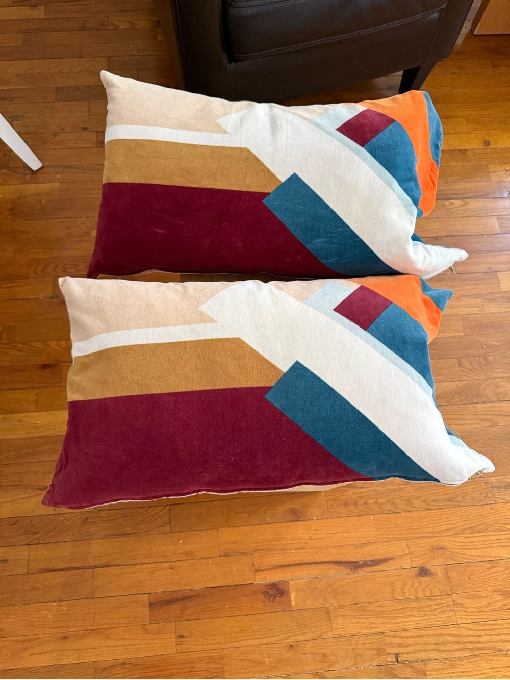Two Geometric Colorblock Rectangle Throw Pillows